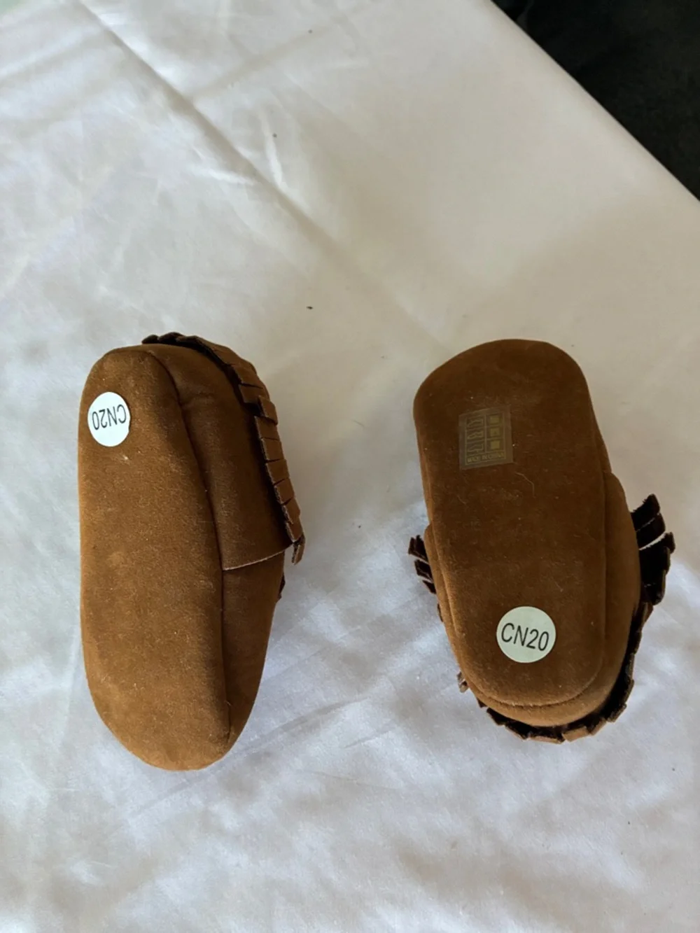 Kids Fringe Moccasin Slip-On Shoes - Brown